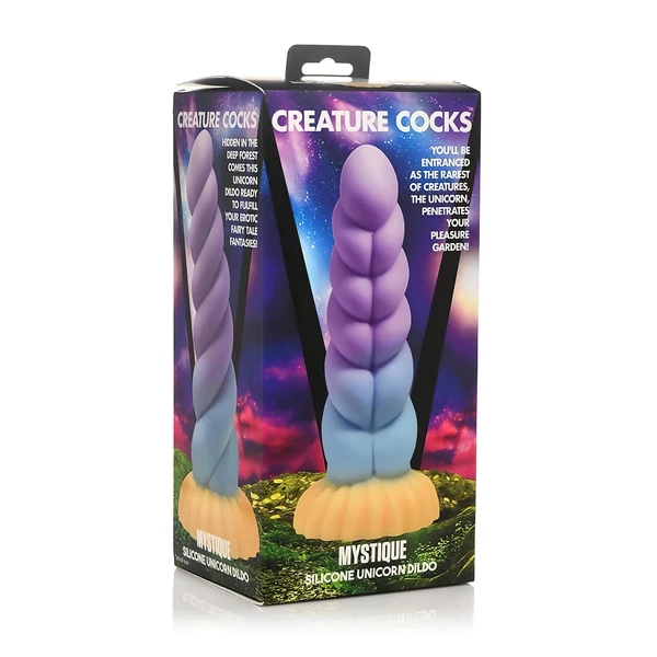 Creature Cocks Mystique - unikornis dildó - 21 cm (lila-sárga)