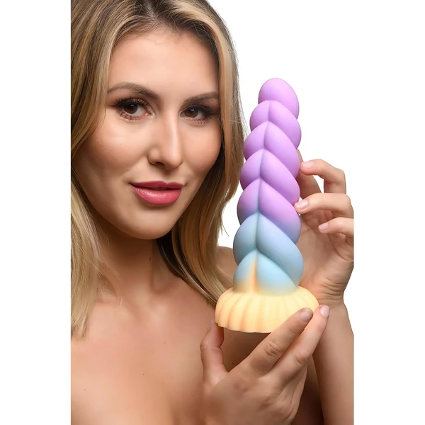 Creature Cocks Mystique - unikornis dildó - 21 cm (lila-sárga)