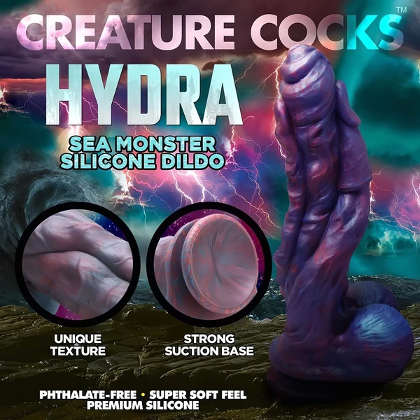 Creature Cocks Hydra - szilikon dildó - 27 cm (lila)