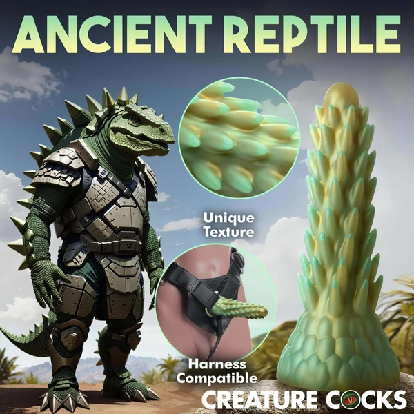Creature Cocks Stegosaurus - szilikon dildó - 20cm (zöld)