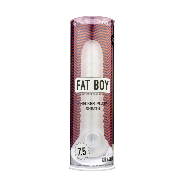 Perfect Fit - Fat Boy Checker Box - péniszköpeny (19 cm, fehér)