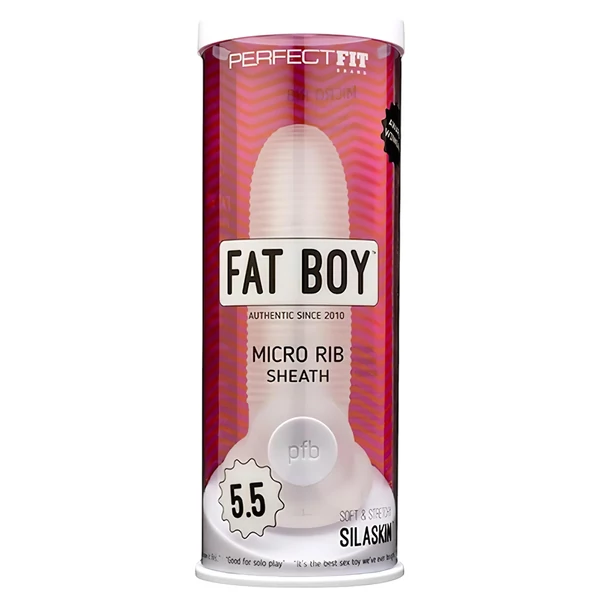 Fat Boy Micro Ribbed - péniszköpeny (15cm) - fehér