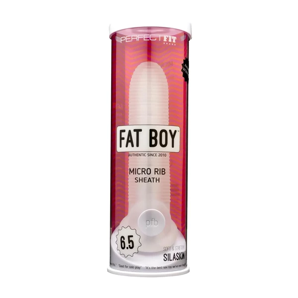 Perfect Fit - Fat Boy Micro Ribbed - péniszköpeny (17 cm, fehér)
