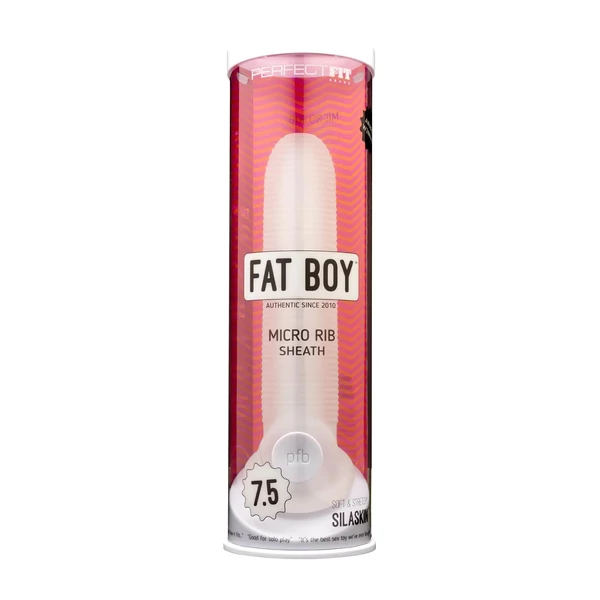 Perfect Fit - Fat Boy Micro Ribbed - péniszköpeny (19 cm, fehér)