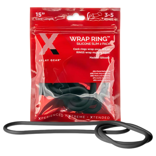 Perfect Fit Slim Wrap 15 - vékony péniszgyűrű - fekete (38 cm)