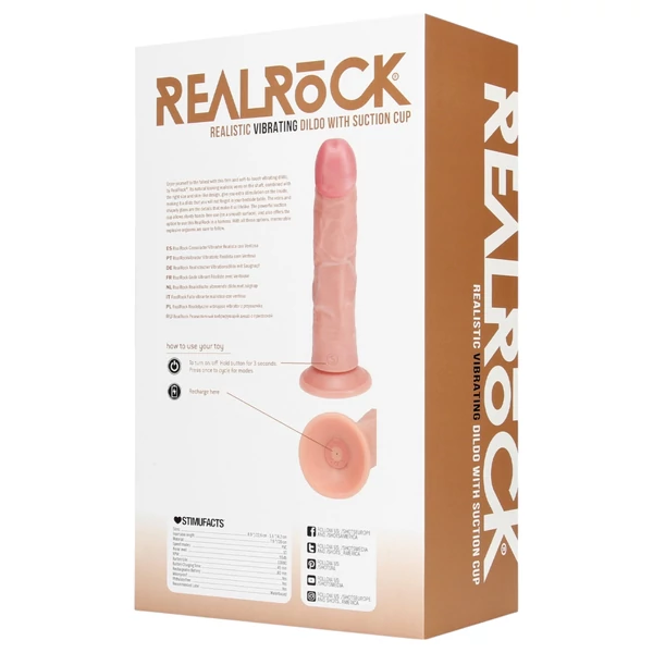 RealRock - tapadókorongos vibrátor (natúr, 20,5 cm)