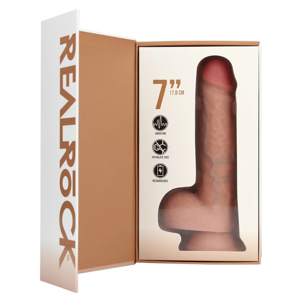 RealRock - tapadókorongos vibrátor (natúr, 18 cm)
