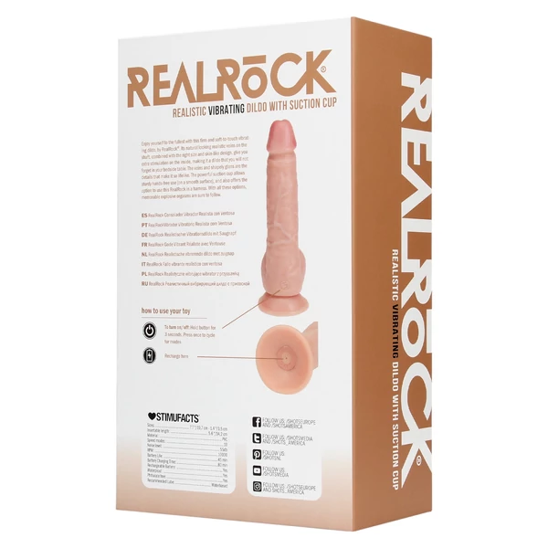 RealRock - tapadókorongos vibrátor (natúr, 18 cm)