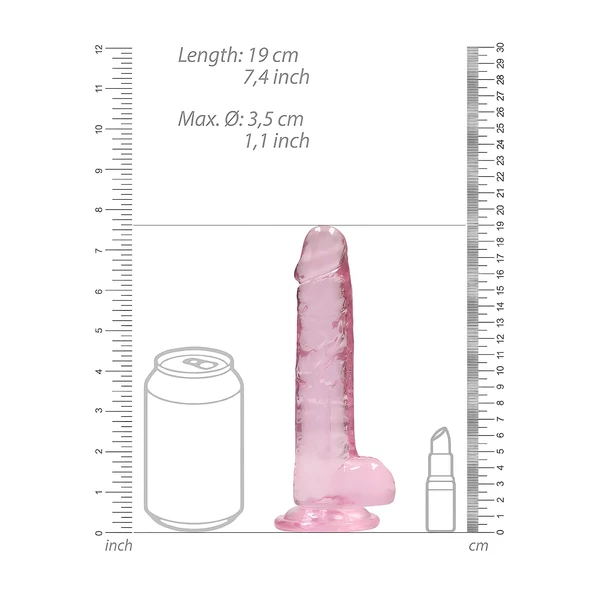 RealRock - átlátszó élethű dildó (pink, 17 cm)