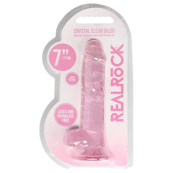RealRock - átlátszó élethű dildó (pink, 17 cm)