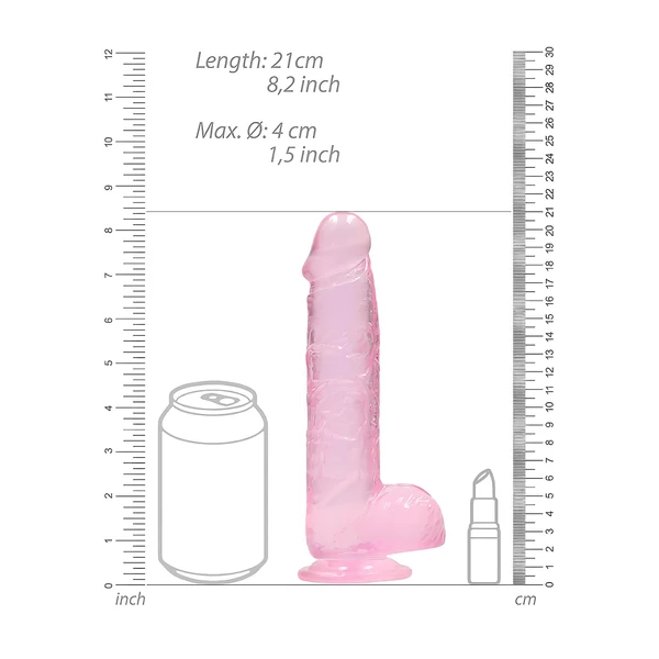 RealRock - átlátszó élethű dildó (pink, 19 cm)