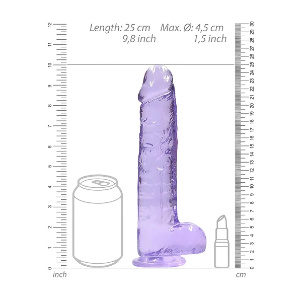 RealRock - átlátszó élethű dildó (lila, 22 cm)