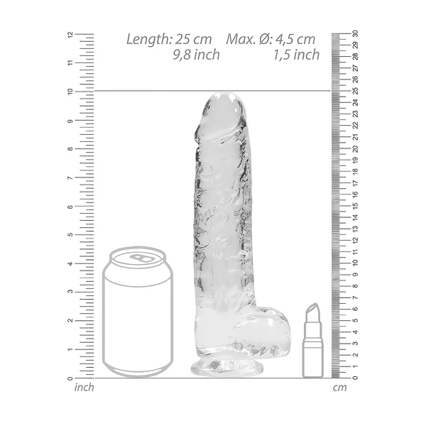 RealRock - átlátszó élethű dildó (átlátszó, 22 cm)