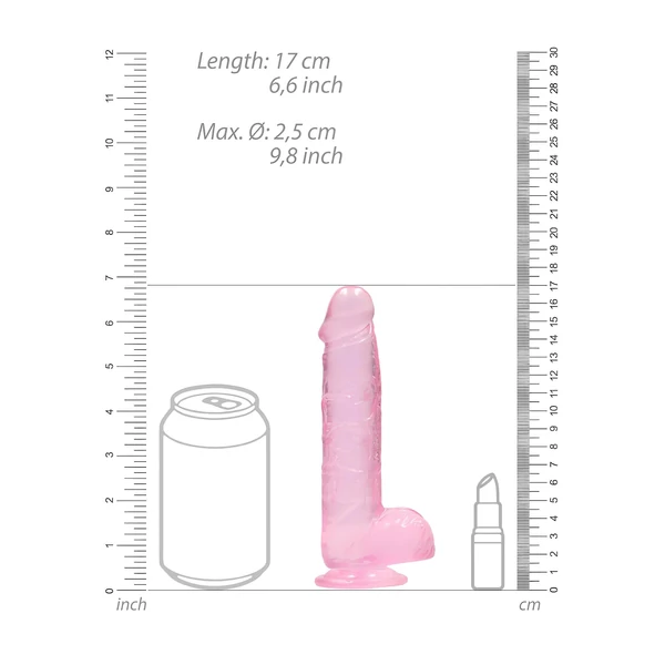 REALROCK - átlátszó élethű dildó - pink (15cm)