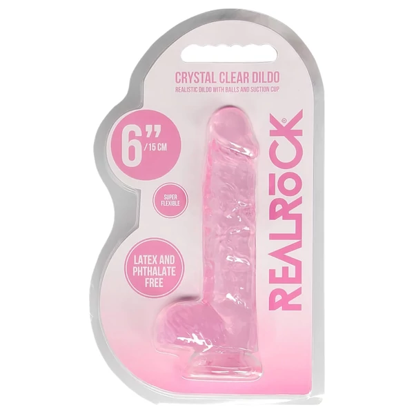 RealRock - átlátszó élethű dildó (pink, 15 cm)