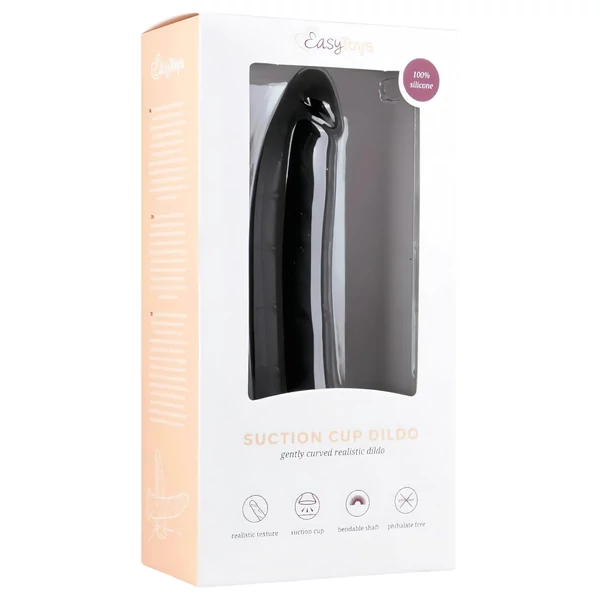 Easytoys - tapadókorongos 100% szilikon dildó (21 cm, fekete)