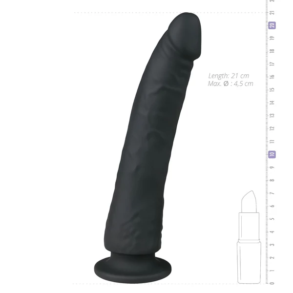 Easytoys - tapadókorongos 100% szilikon dildó (21 cm, fekete)