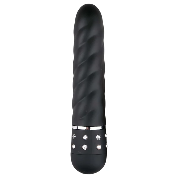 EasyToys Diamond Twirled - csavart rúd vibrátor (fekete)