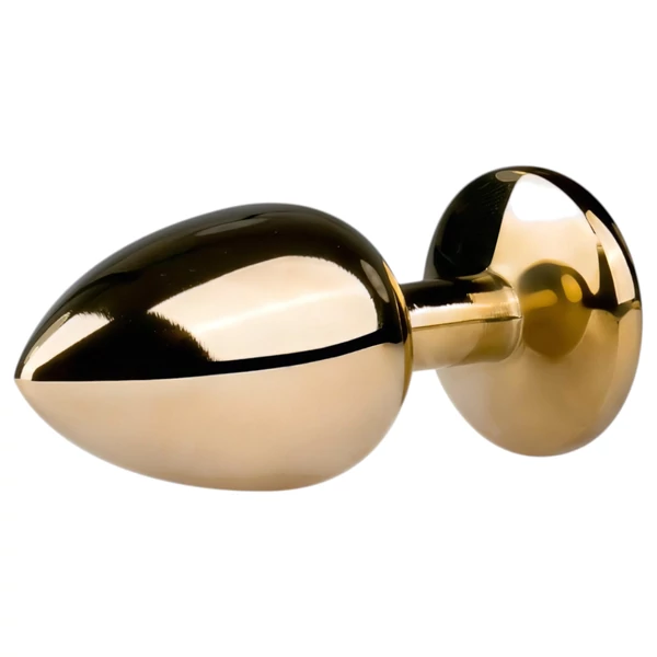 Easytoys Metal No.1 - fehér köves kúp anál plug (arany, 2,5 cm)