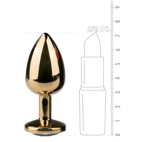 Easytoys Metal No.1 - fehér köves kúp anál plug (arany, 2,5 cm)