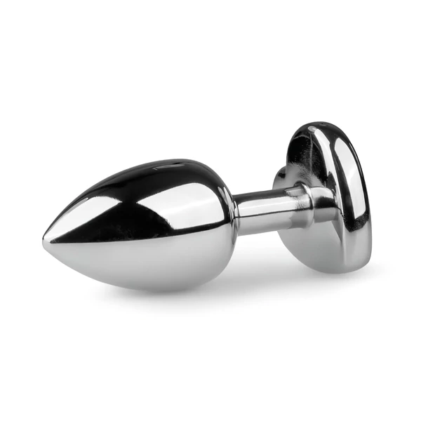 Easytoys Metal No.2 - anál plug szíves kővel (ezüst-fehér)