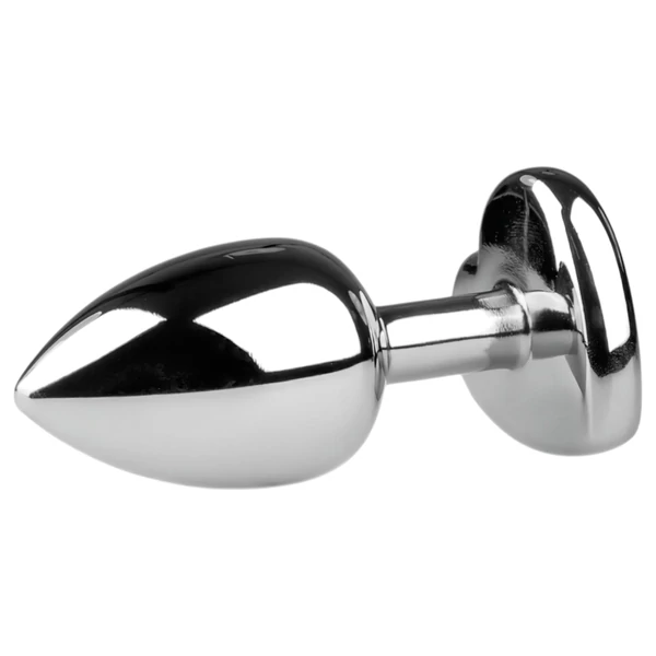 Easytoys Metal No.2 - anál plug szíves kővel (ezüst-fehér)