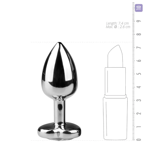 Easytoys Metal No.2 - anál plug szíves kővel (ezüst-fehér)