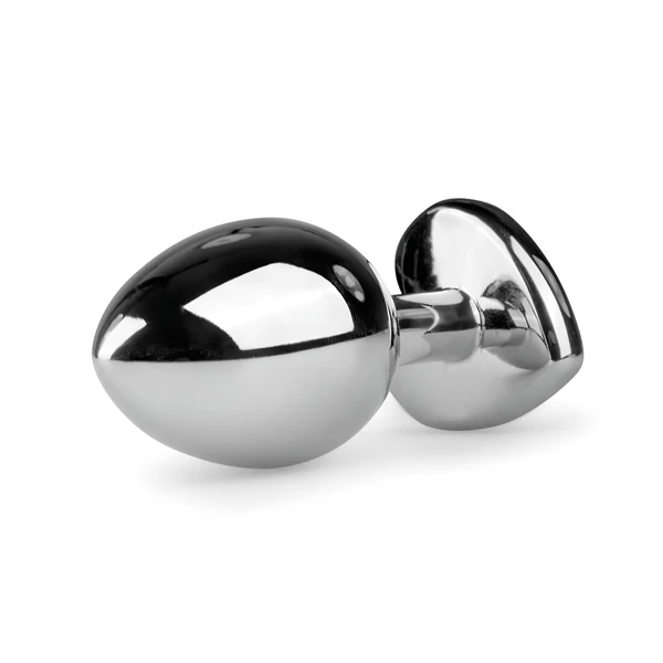 Easytoys Metal No.7 - szíves anál plug fehér kővel (ezüst)