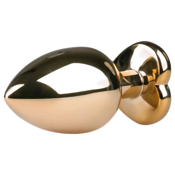 Easytoys Metal No.8 - anál plug szíves talppal - arany-pink (3,5cm)