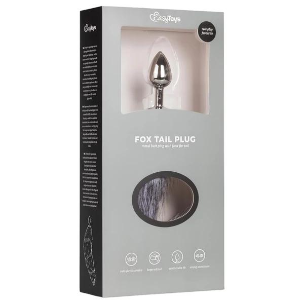 EasyToys Fox NO5 - fém anál plug rókafarokkal (ezüst-ezüst)