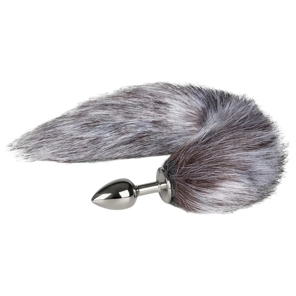 EasyToys Fox NO5 - fém anál plug rókafarokkal (ezüst-ezüst)