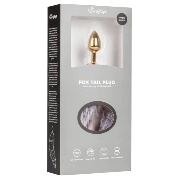 EasyToys Fox NO5 - fém anál plug rókafarokkal (arany-ezüst)