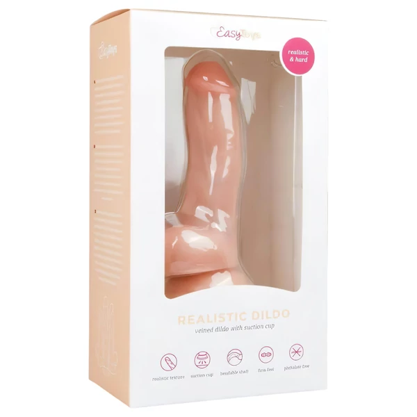 Easytoys - tapadókorongos, herés dildó (15cm) - natúr