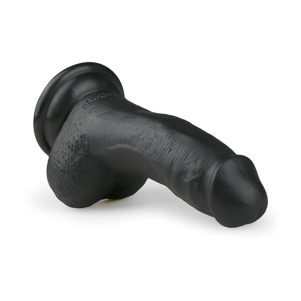 Easytoys - tapadókorongos, herés dildó (15 cm, fekete)