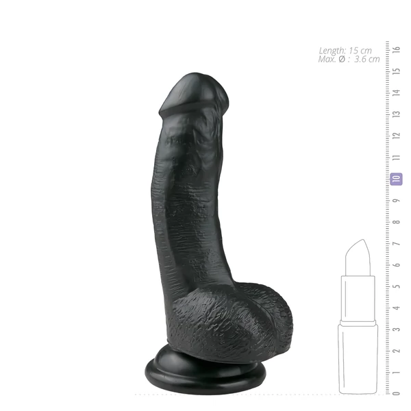 Easytoys - tapadókorongos, herés dildó (15 cm, fekete)
