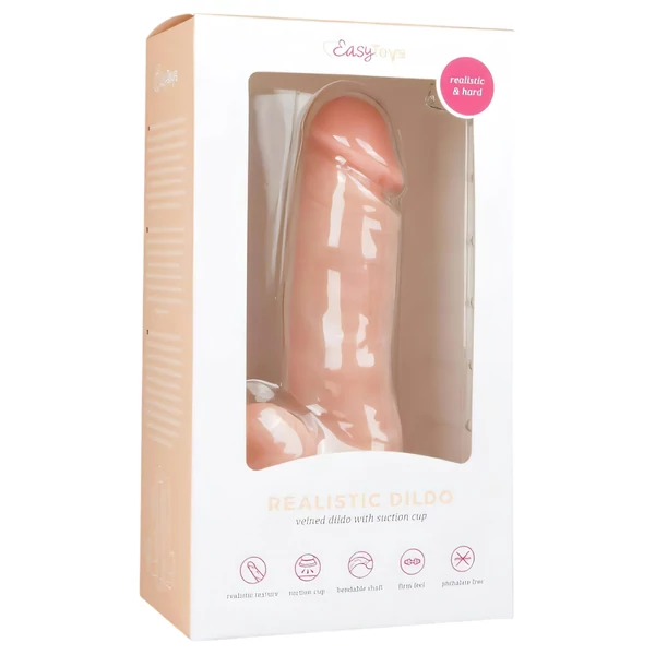 Easytoys - tapadókorongos, herés dildó (17,5 cm, natúr)
