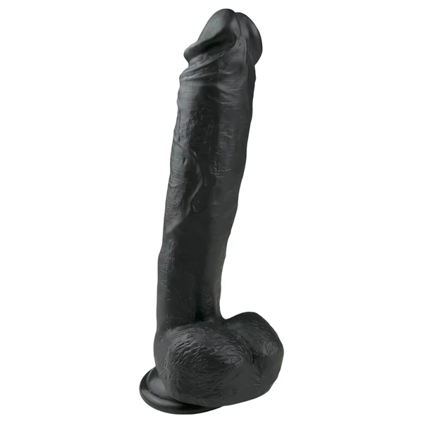 Easytoys - tapadókorongos, herés nagy dildó (26,5 cm, fekete)