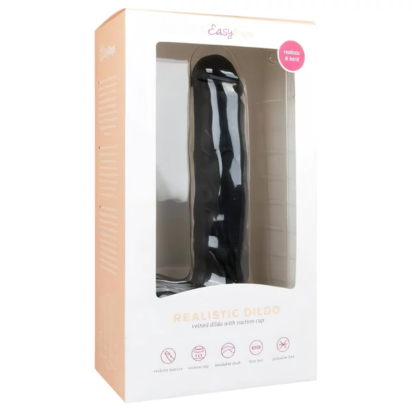 Easytoys - tapadókorongos, herés nagy dildó (29,5 cm, fekete)