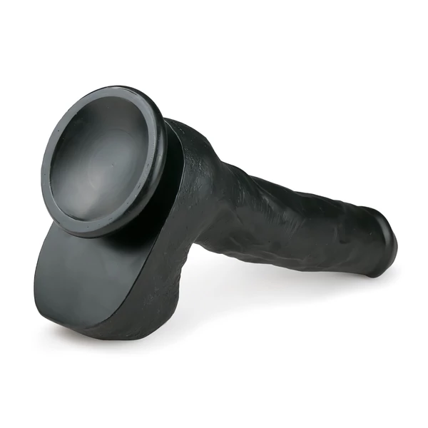 Easytoys - tapadókorongos, herés nagy dildó (29,5 cm, fekete)