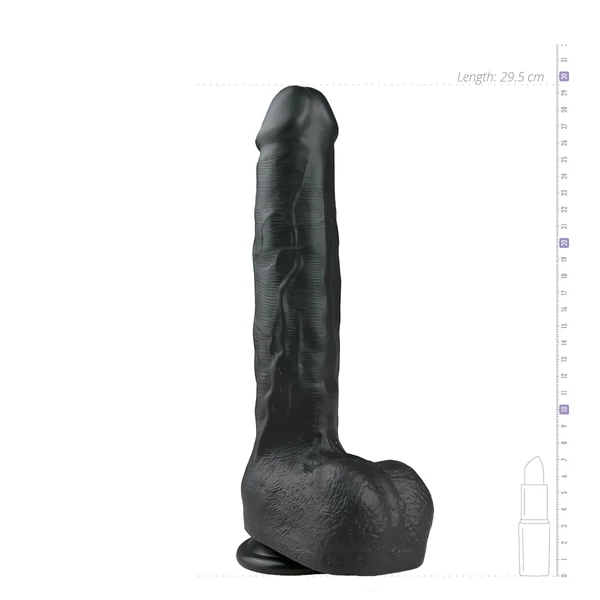Easytoys - tapadókorongos, herés nagy dildó (29,5 cm, fekete)
