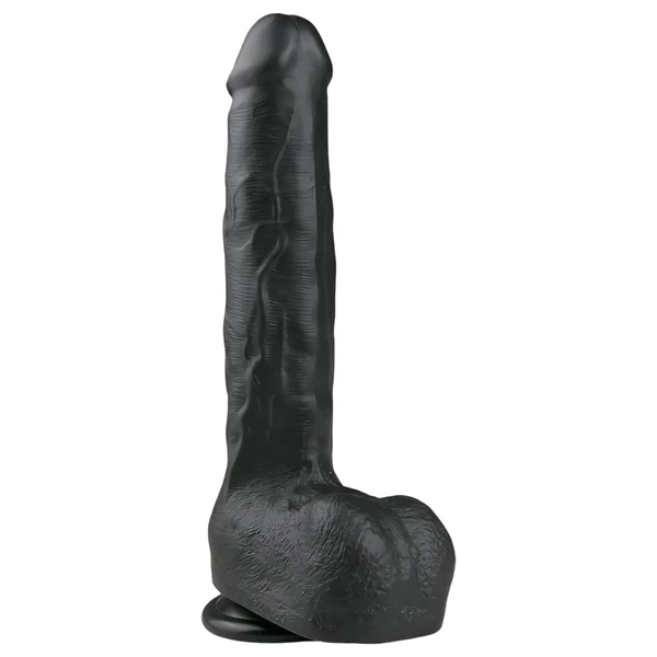 Easytoys - tapadókorongos, herés nagy dildó (29,5 cm, fekete)