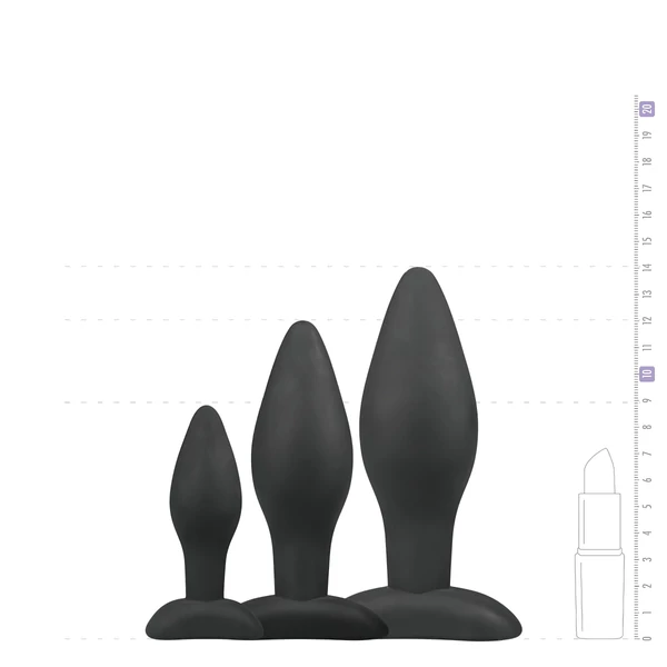 Easytoys Rocket - anál plug szett (fekete, 3 részes)