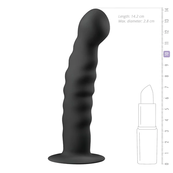 Easytoys Ribbed - tapadókorongos anál dildó (14 cm, fekete)