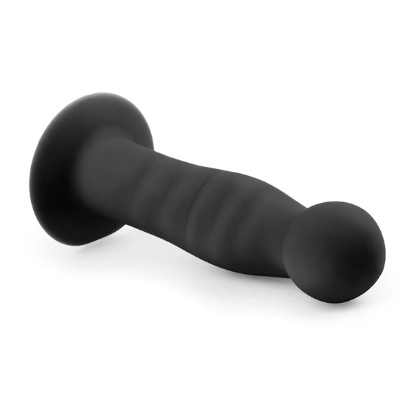 Easytoys Ribbed - tapadókorongos anál dildó (14 cm, fekete)