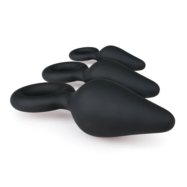 Easytoys - gyűrűs anál plug szett - 3 db (fekete)