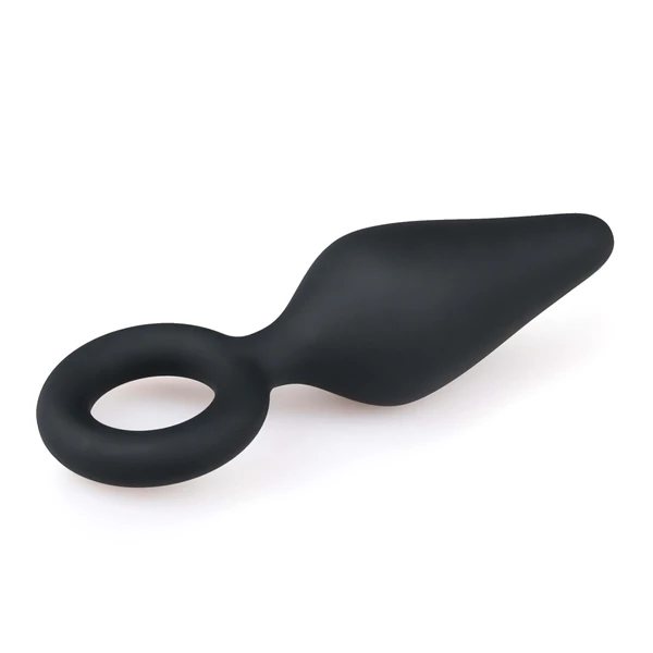 EasyToys Pointy Plug - gyűrűs anál plug - közepes (fekete)
