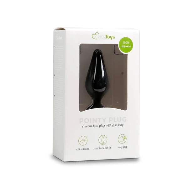 EasyToys Pointy Plug - gyűrűs anál plug - közepes (fekete)