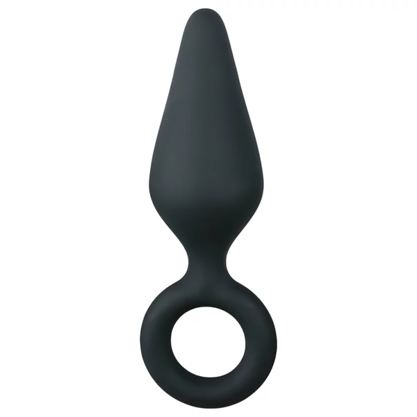 EasyToys Pointy Plug - gyűrűs anál plug - közepes (fekete)