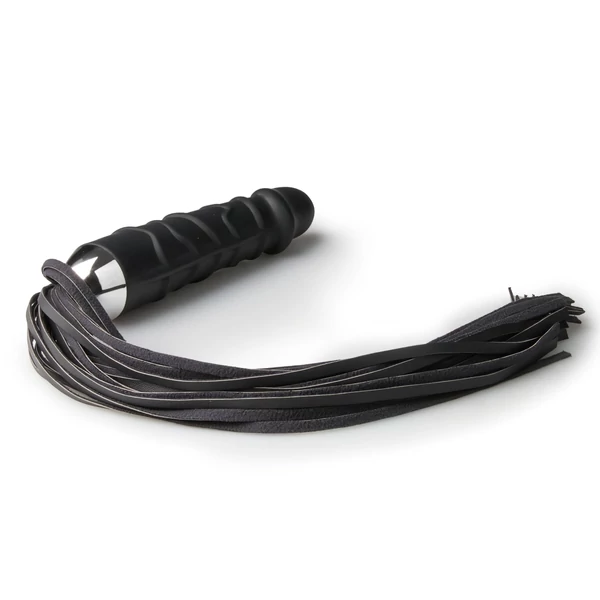 EasyToys Flogger - korbács és szilikon dildó egyben (fekete)