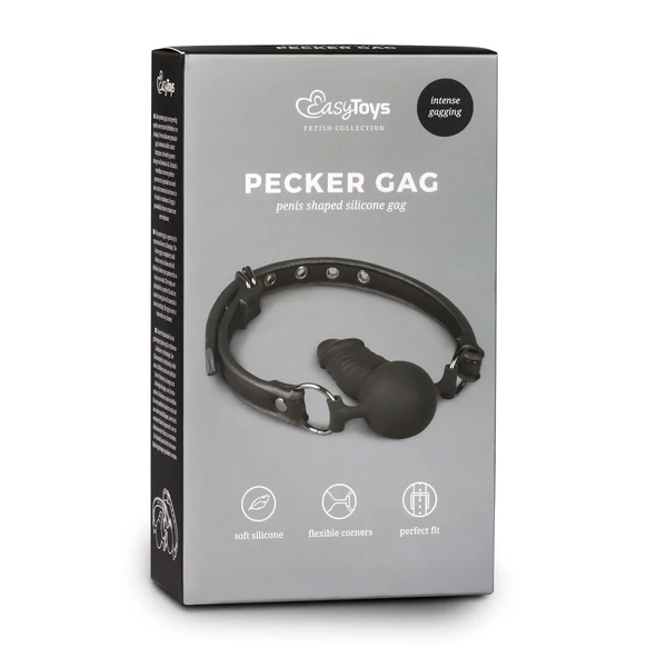 EasyToys - szájpecek belső dildóval (fekete)